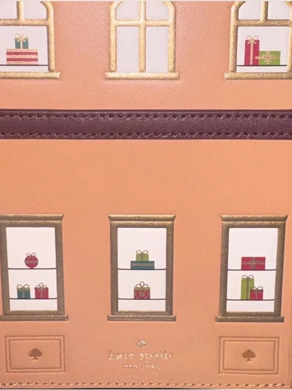 kate spade Beige, Red & Burgundy Holiday House Crossbody Shoulder Bag